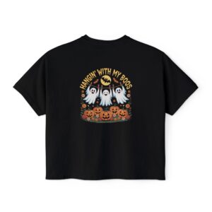 Halloween Women's Boxy Tee - Fun Ghost Design, Spooky Season Top, Perfect for Autumn Events, Casual Wear, Gift for Friends