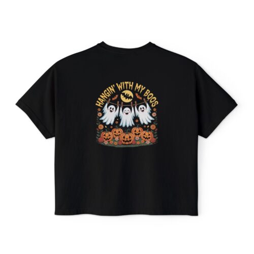Halloween Women's Boxy Tee - Fun Ghost Design, Spooky Season Top, Perfect for Autumn Events, Casual Wear, Gift for Friends