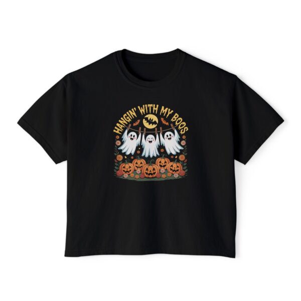 Halloween Women's Boxy Tee - Fun Ghost Design, Spooky Season Top, Perfect for Autumn Events, Casual Wear, Gift for Friends