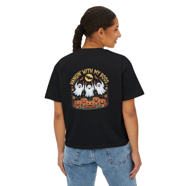 Halloween Women's Boxy Tee - Fun Ghost Design, Spooky Season Top, Perfect for Autumn Events, Casual Wear, Gift for Friends