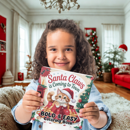 Happy girl Happy girl with her Santa Claws is Coming to Town Coloring book