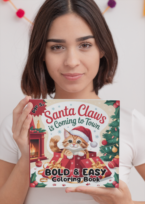 happy woman Santa Claws is Coming to Town – Digital Coloring Fun!